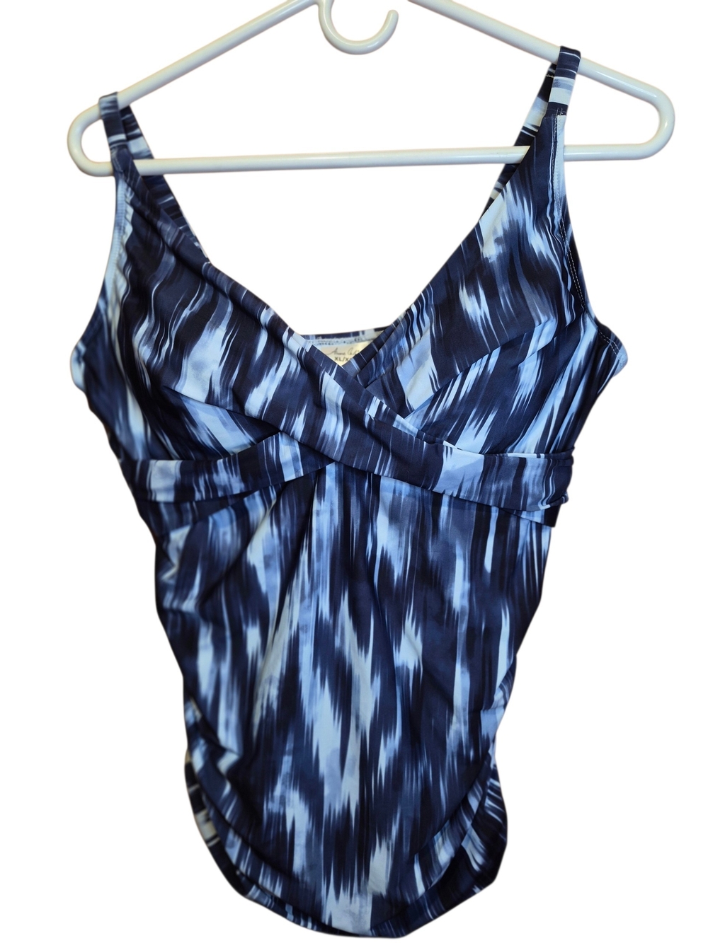 Anne Cole Navy and Light Blue Patterned Girls' One-Piece Swimsuit